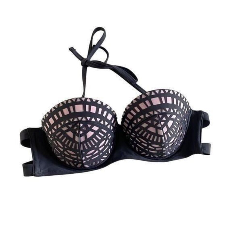 Xhilaration Medium Pink Gray Cutout Bikini Top Swimsuit Bathing Suit